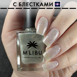 Лечебный Лак Для Ногтей с Блестками Укрепляющий Серебро MALIBU Star
